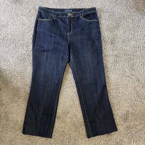 Baccini Women's Dark Wash Jeans with Gold Thread Detail Size 14